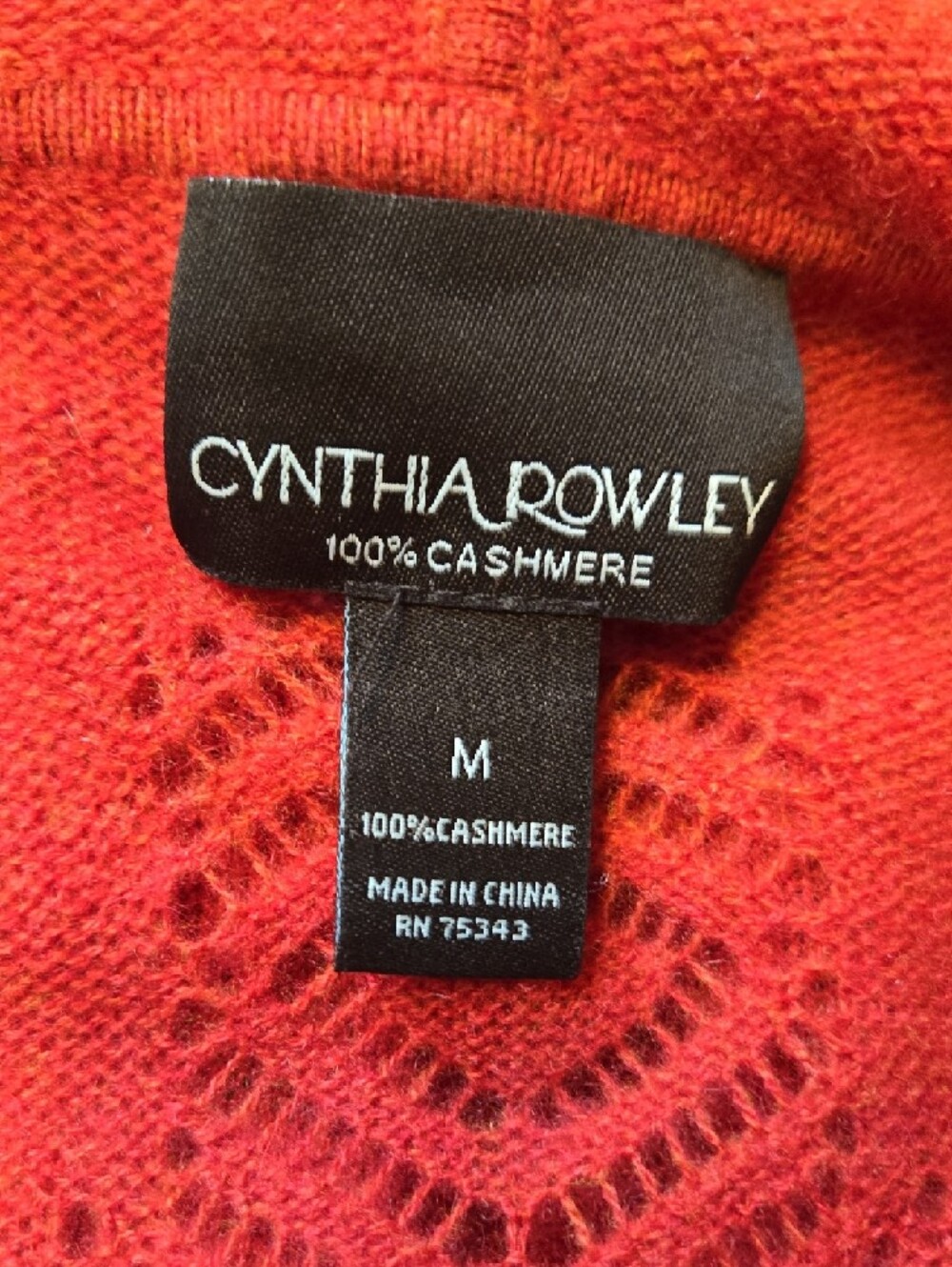 Cynthia Rowley Brick Red Hooded Open Knit Cardigan 100% Cashmere - Picture 6 of 6